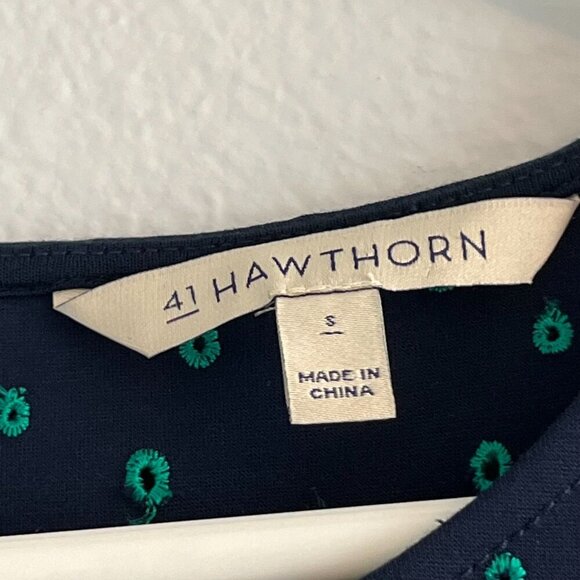 41 Hawthorn Paloma Embroidered Trim Dress Blue Green Sleeveless Size Small - Picture 5 of 10